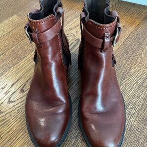 Ecco Women's Brown Leather Ankle Booties with Buckle